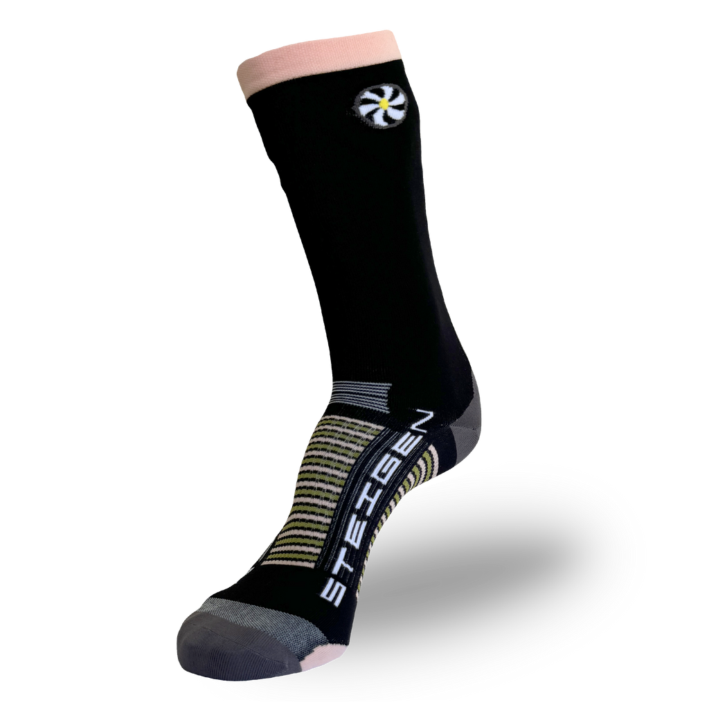 Black Peach Running Socks ¾ Length