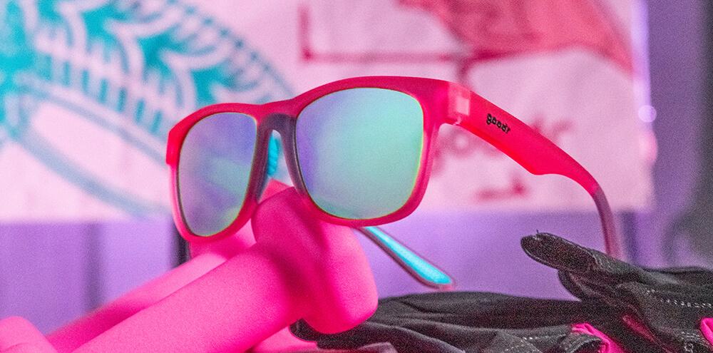 Goodr BFG sunglasses- Do You Even Pistol, Flamingo?