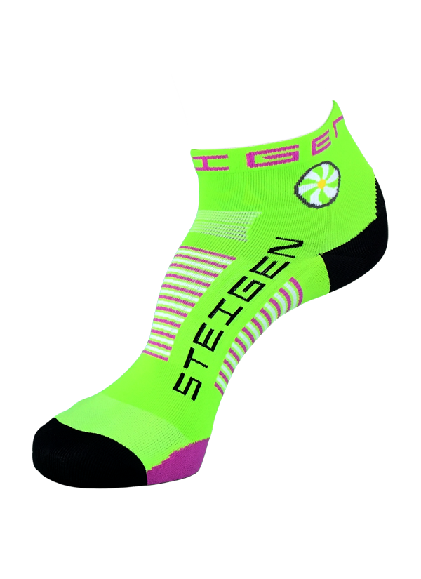 Fluro Green Running Socks ¼ Length